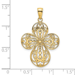 14K Cut-Out w/ Rounded Tips Filigree Cross Charm