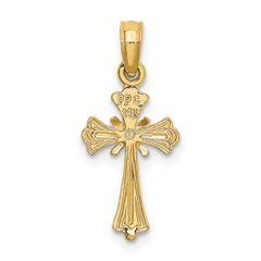 14K Engraved Small Cross w/ X Center Charm