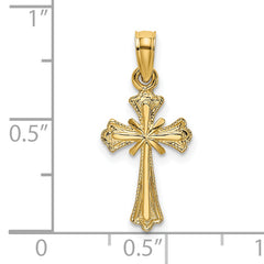 14K Engraved Small Cross w/ X Center Charm