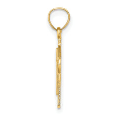 14K Solid Textured Cross Charm