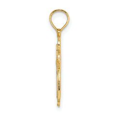 14K Polished and Cut-Out Engraved Cross Charm