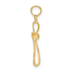 14K 3-D Engraved Polished Twisted Cross Charm