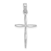14K White Gold D/C with Tapered Ends Cross Charm