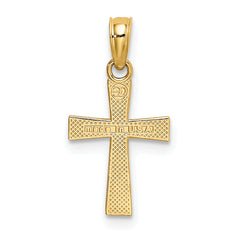14K Small Textured Cross Charm