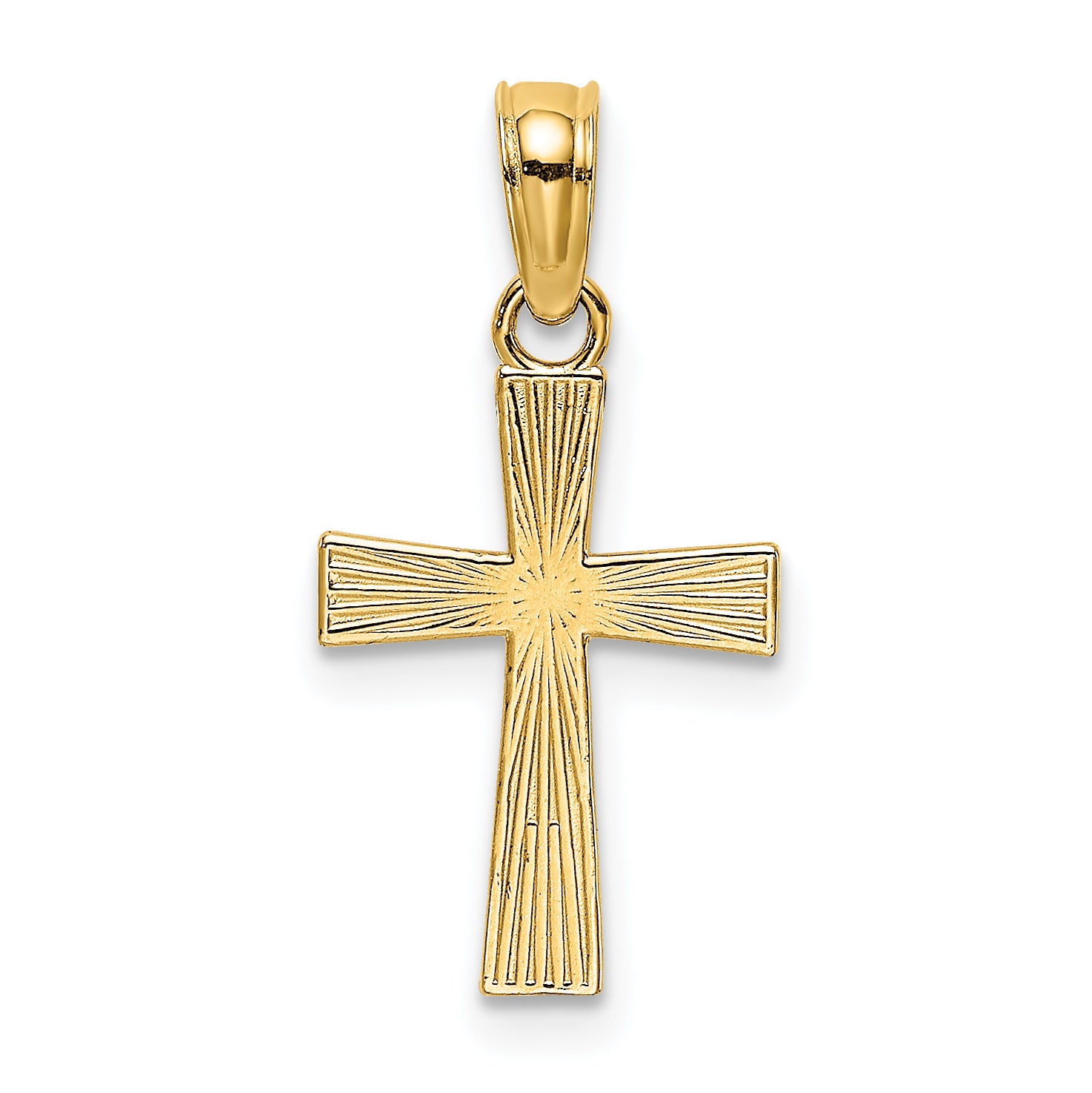 14K Small Textured Cross Charm