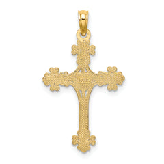 14K Beaded Tip Cross w/ Heart Center Charm