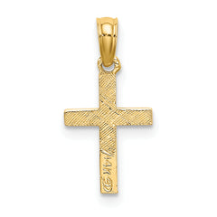 14K Polished Mini Cross w/ Heart Charm