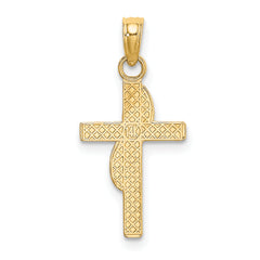 14K Polished W/ Banner Cross Charm