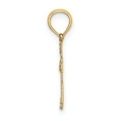 14K Textured Mini Cross w/ Heart Charm