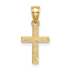 14K Diamond Shape Center Mini Cross Charm