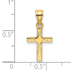 14K Diamond Shape Center Mini Cross Charm