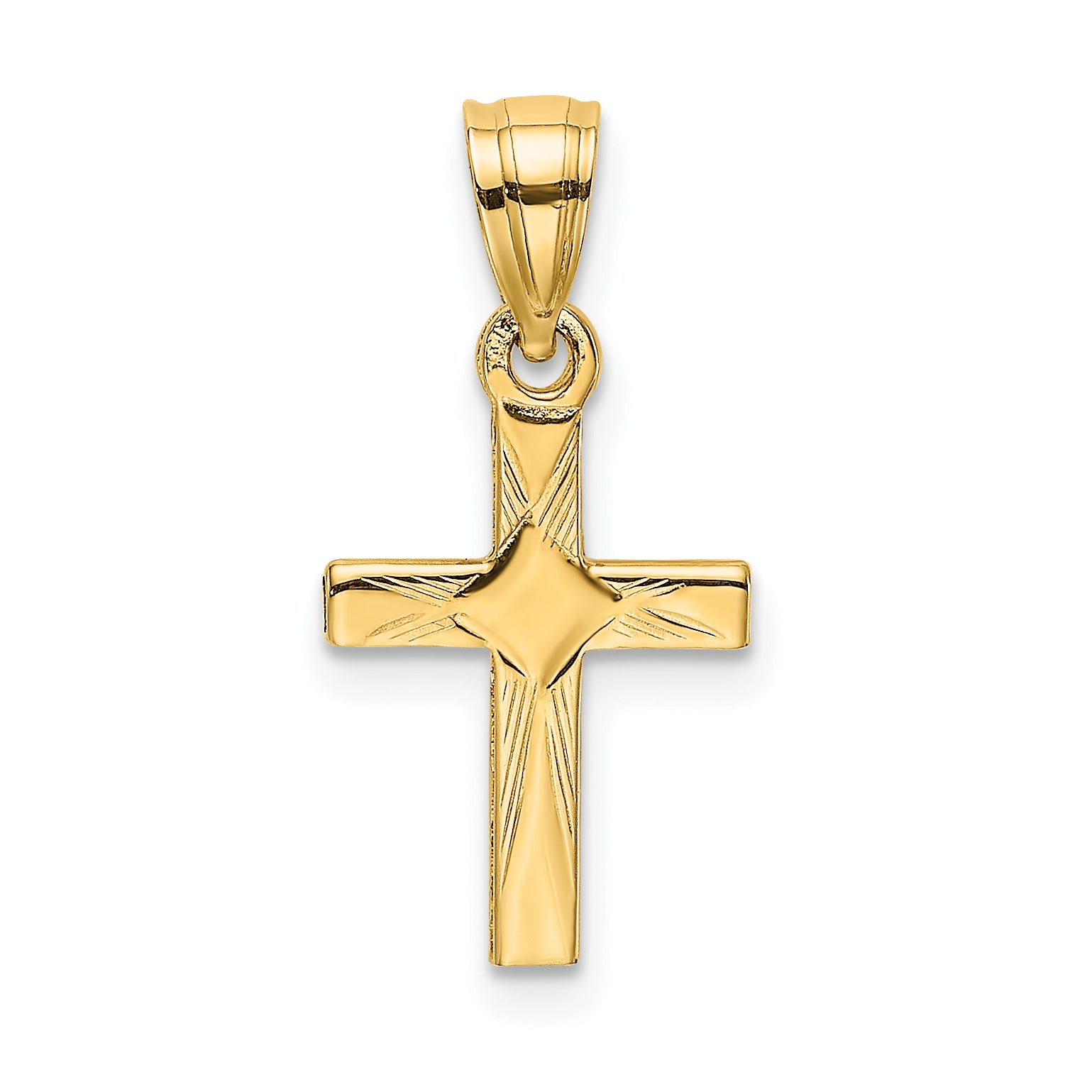 14K Diamond Shape Center Mini Cross Charm