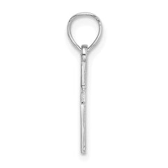 14K White Gold Diamond Shape Center Mini Cross Charm