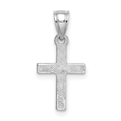 14K White Gold Diamond Shape Center Mini Cross Charm