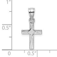 14K White Gold Diamond Shape Center Mini Cross Charm