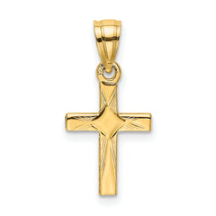 14K Diamond Shape Center Mini Cross Charm