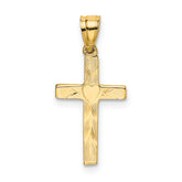 14K Polished and Engraved Cross W/ Heart Center Charm