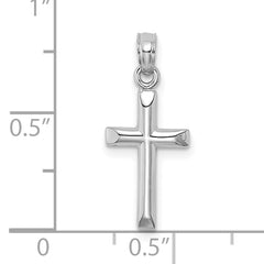 14K White Gold Polished Cross Charm