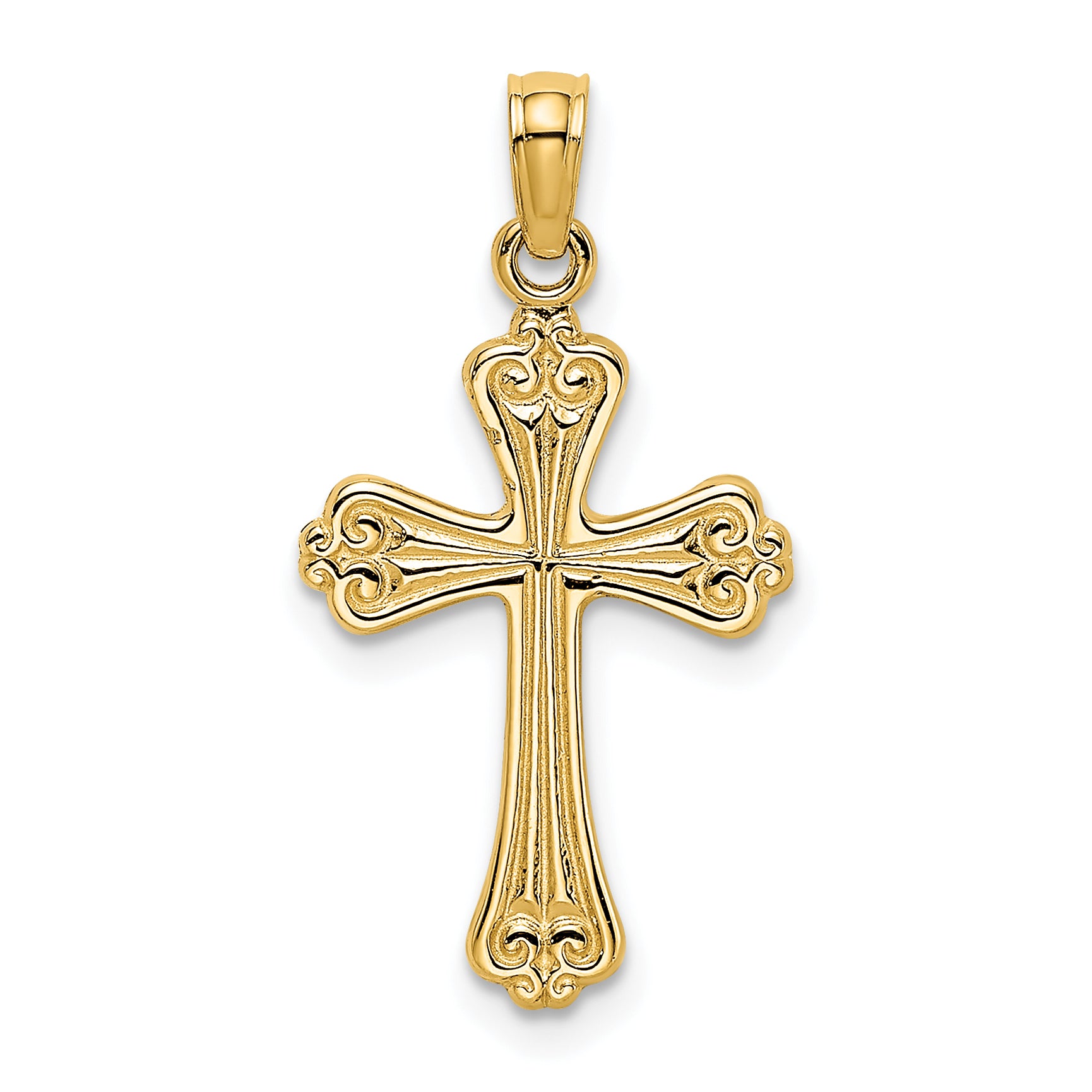 14K Polished Engraved Cross Charm