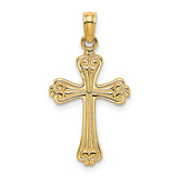14K Polished Engraved Cross Charm