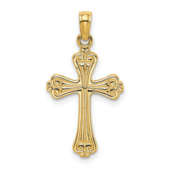 14K Polished Engraved Cross Charm
