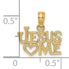 14K Polished / Engraved JESUS HEART ME Charm