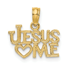 14K Polished / Engraved JESUS HEART ME Charm