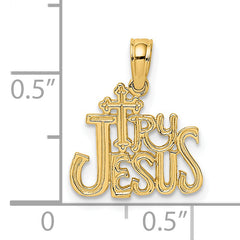 14K Polished and Engraved TRY JESUS Charm