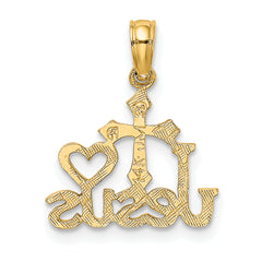 14K JESUS W/ Cross and Heart Charm