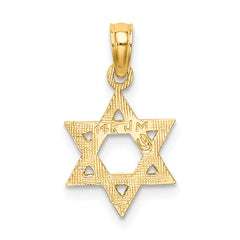 14K Engraved Star Of David Charm