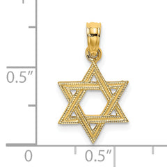 14K Engraved Star Of David Charm