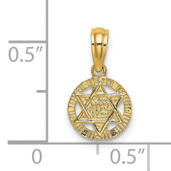 14K Engraved Star Of David Charm