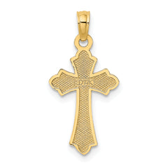14K Polished Cross w/ Heart Charm