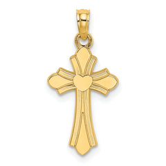 14K Polished Cross w/ Heart Charm