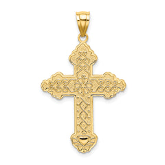 14K Flower Center Scroll Cross Charm