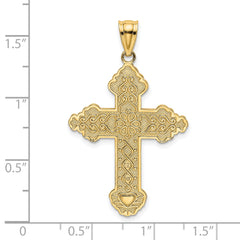 14K Flower Center Scroll Cross Charm