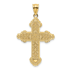 14K Flower Center Scroll Cross Charm