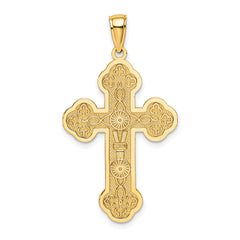 14K Scroll Cross W/ Sunburst Center Charm
