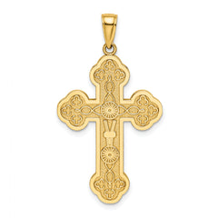 14K Scroll Cross W/ Sunburst Center Charm