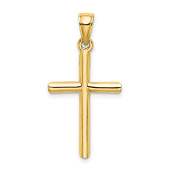14K Polished Cylinder Cross Charm