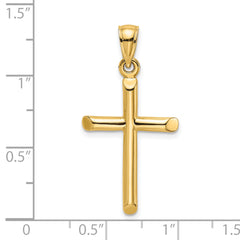 14K Polished Cylinder Cross Charm
