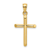 14K Polished Cylinder Cross Charm