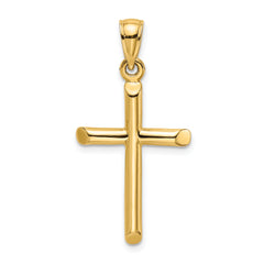 14K Polished Cylinder Cross Charm
