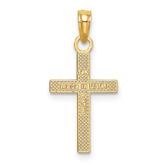 14K Textured Center Block Cross Charm