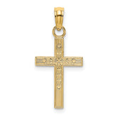 14K Textured Center Block Cross Charm