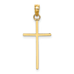 14K 3-D and Polished Stick Cross Charm