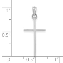 14K White Gold 3-D and Polished Stick Cross Charm