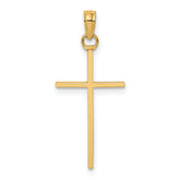 14K 3-D and Polished Stick Cross Charm
