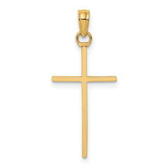 14K 3-D and Polished Stick Cross Charm