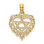 14K Textured Star Of David In Heart Charm
